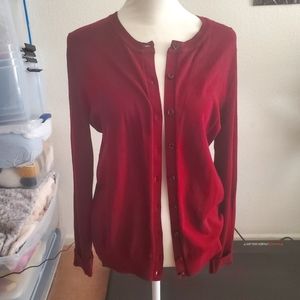 Ann Taylor Loft Button Crew Burgundy Wine Cardigan